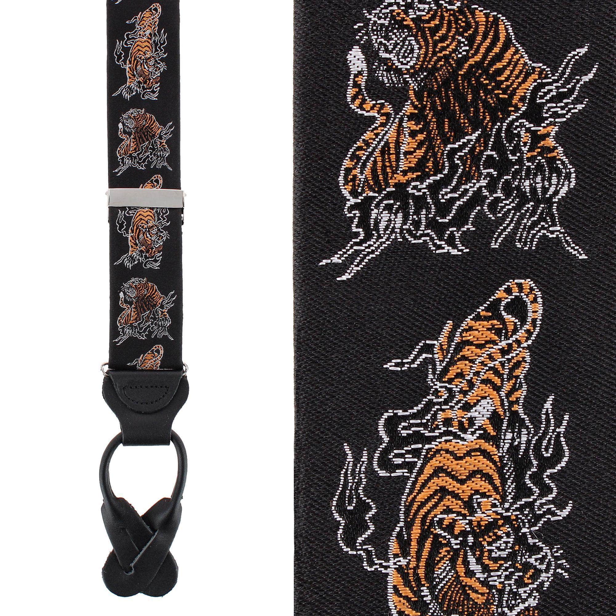 Bengali Crouching Tiger Silk Novelty Button End Braces