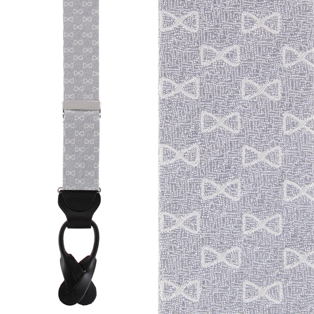 Trafalgar Signature Logo Silk Novelty Button End Braces - Silver