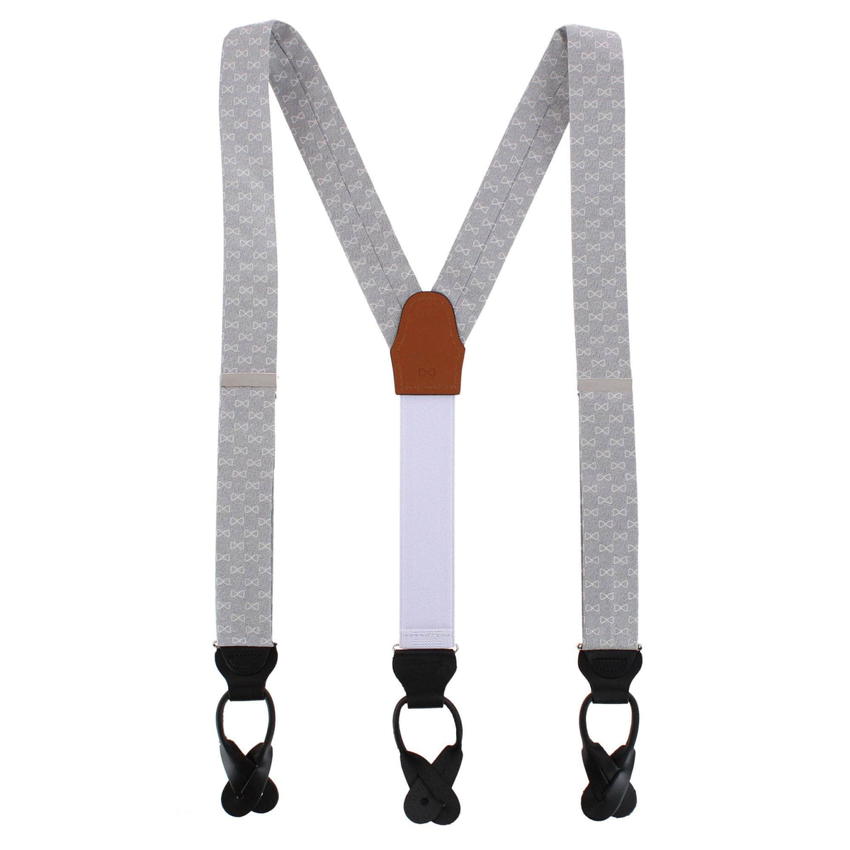 Trafalgar Signature Logo Silk Novelty Button End Braces - Silver