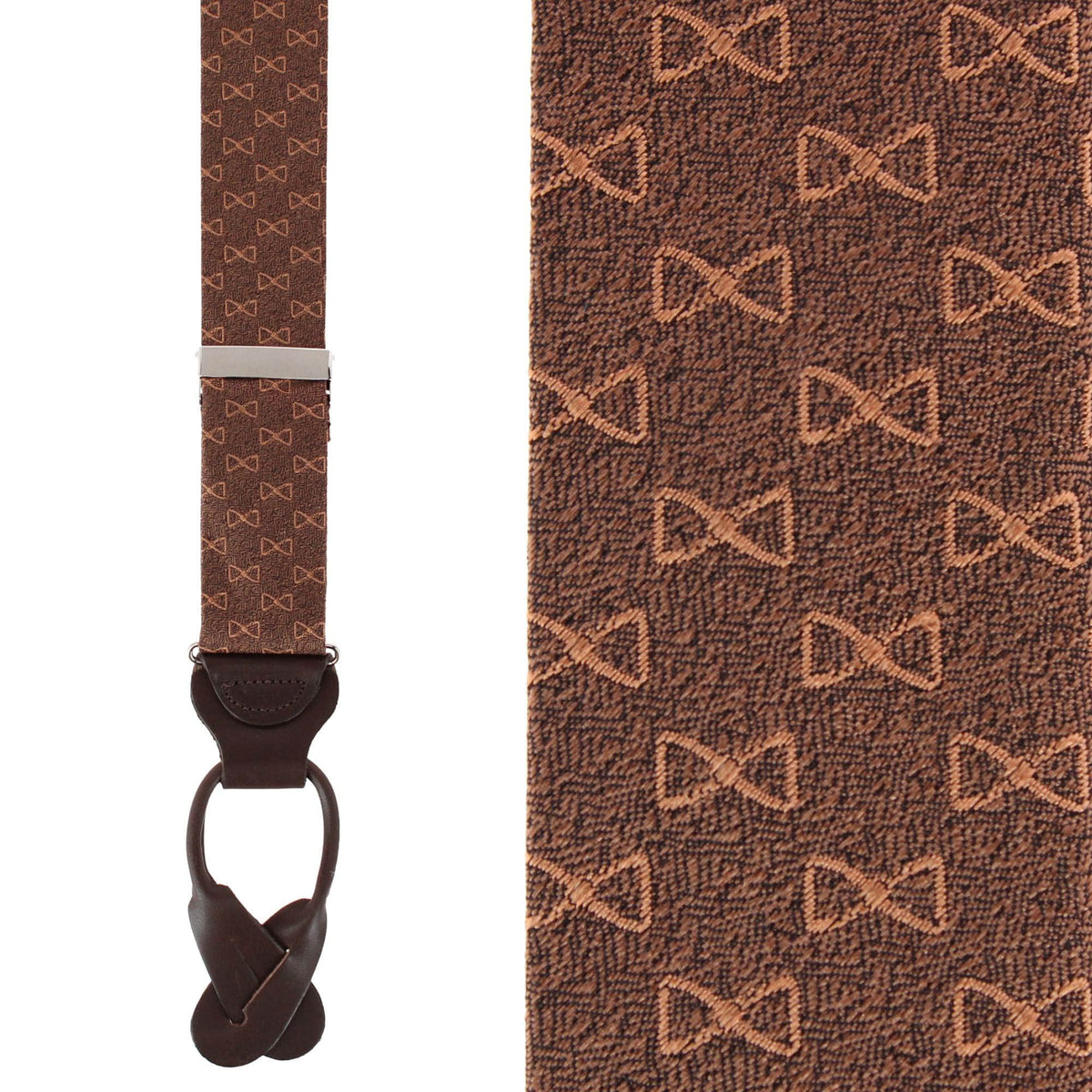 Trafalgar Signature Logo Silk Novelty Button End Braces - Brown