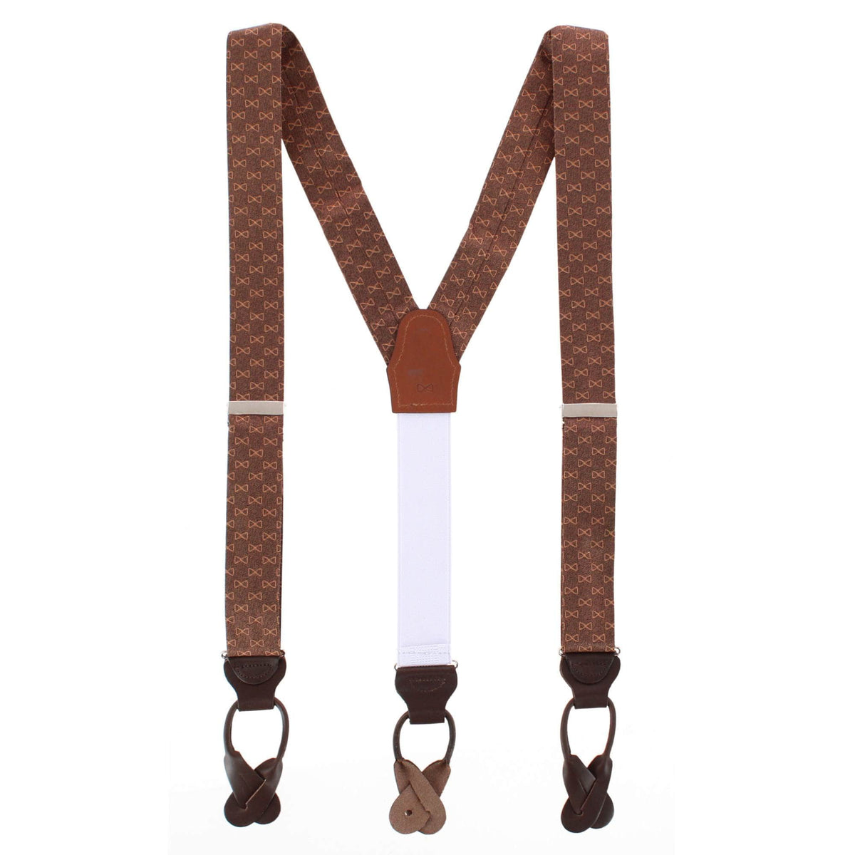 Trafalgar Signature Logo Silk Novelty Button End Braces - Brown