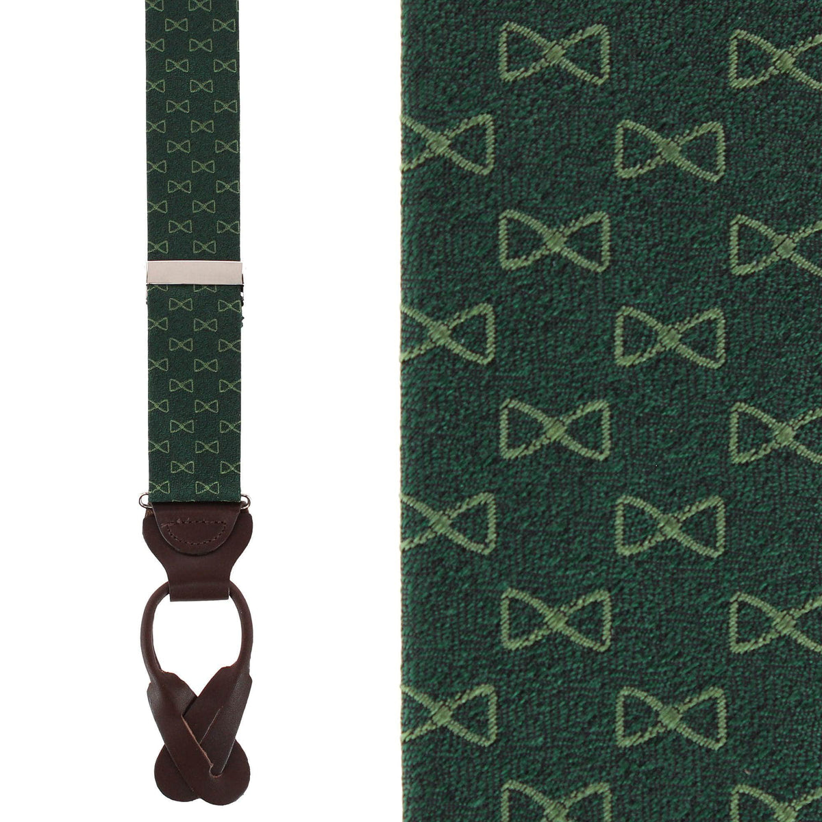Trafalgar Signature Logo Silk Novelty Button End Braces - Green