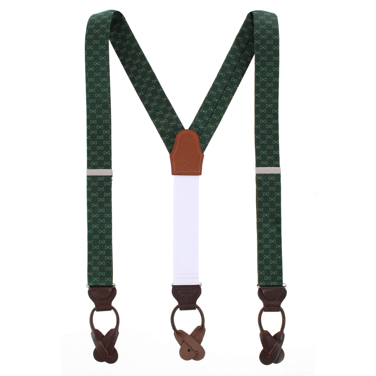 Trafalgar Signature Logo Silk Novelty Button End Braces - Green