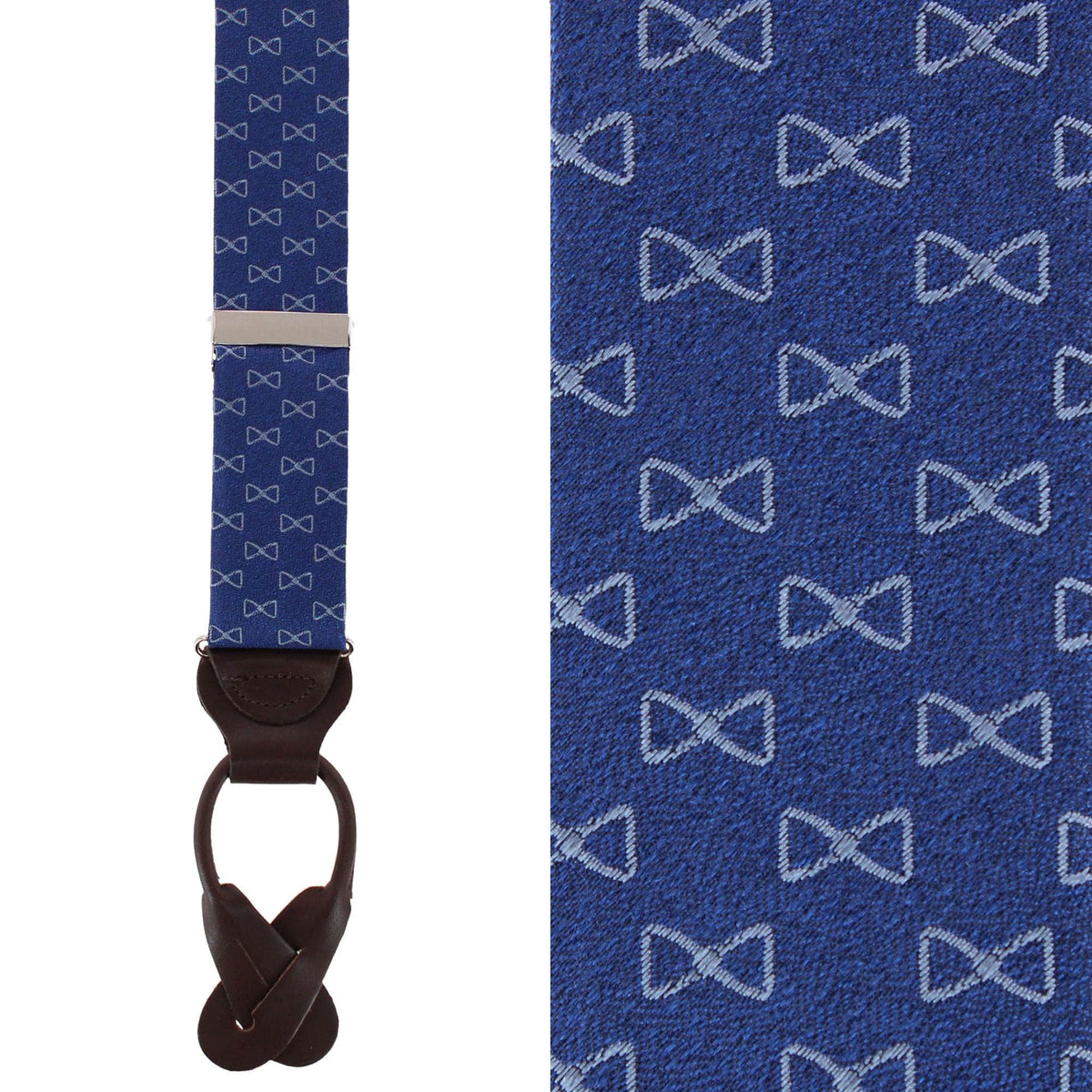 Trafalgar Signature Logo Silk Novelty Button End Braces - Navy Blue