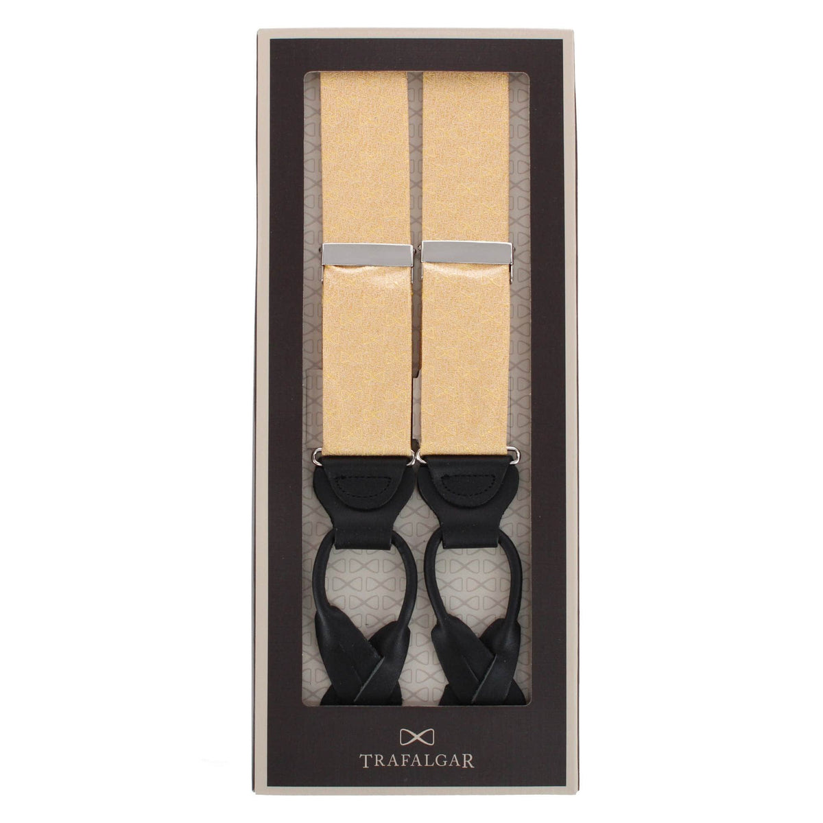 Trafalgar Signature Logo Silk Novelty Button End Braces - Gold