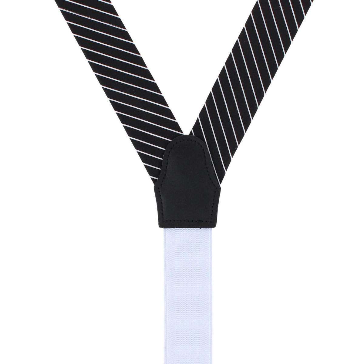 Declan Diagonal Stripe Silk Business Button End Braces - Black with White Stripe