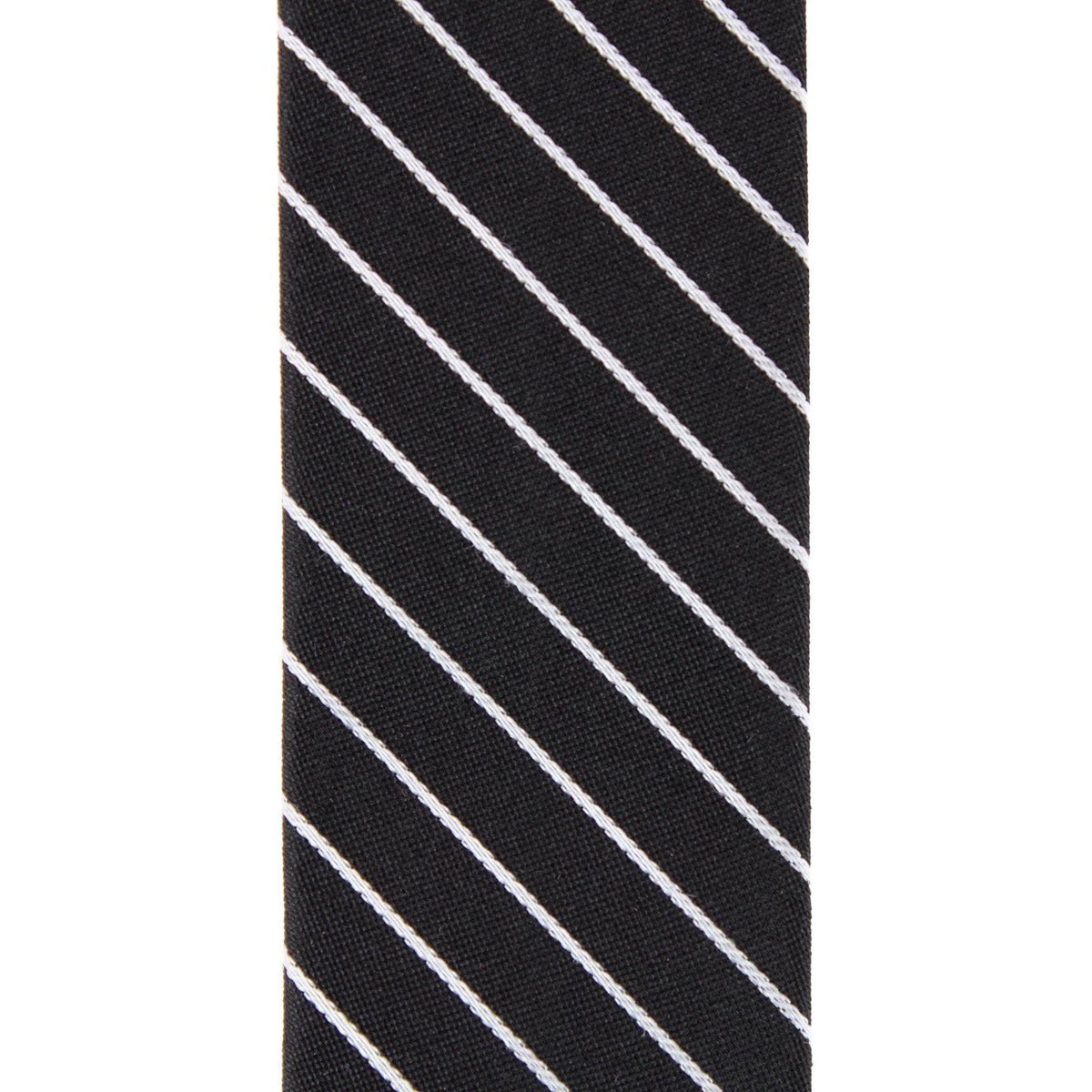 Declan Diagonal Stripe Silk Business Button End Braces - Black with White Stripe