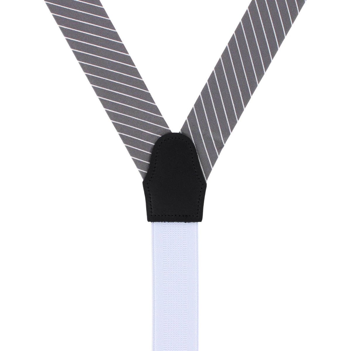 Declan Diagonal Stripe Silk Business Button End Braces - Grey with White Stripe
