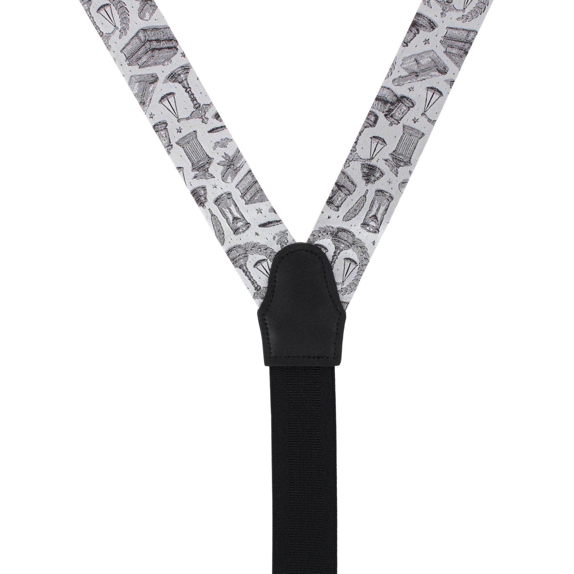 Esquire Law Silk Novelty Button End Braces - Silver