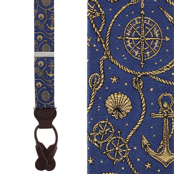 Anchor's Away Silk Novelty Button End Braces