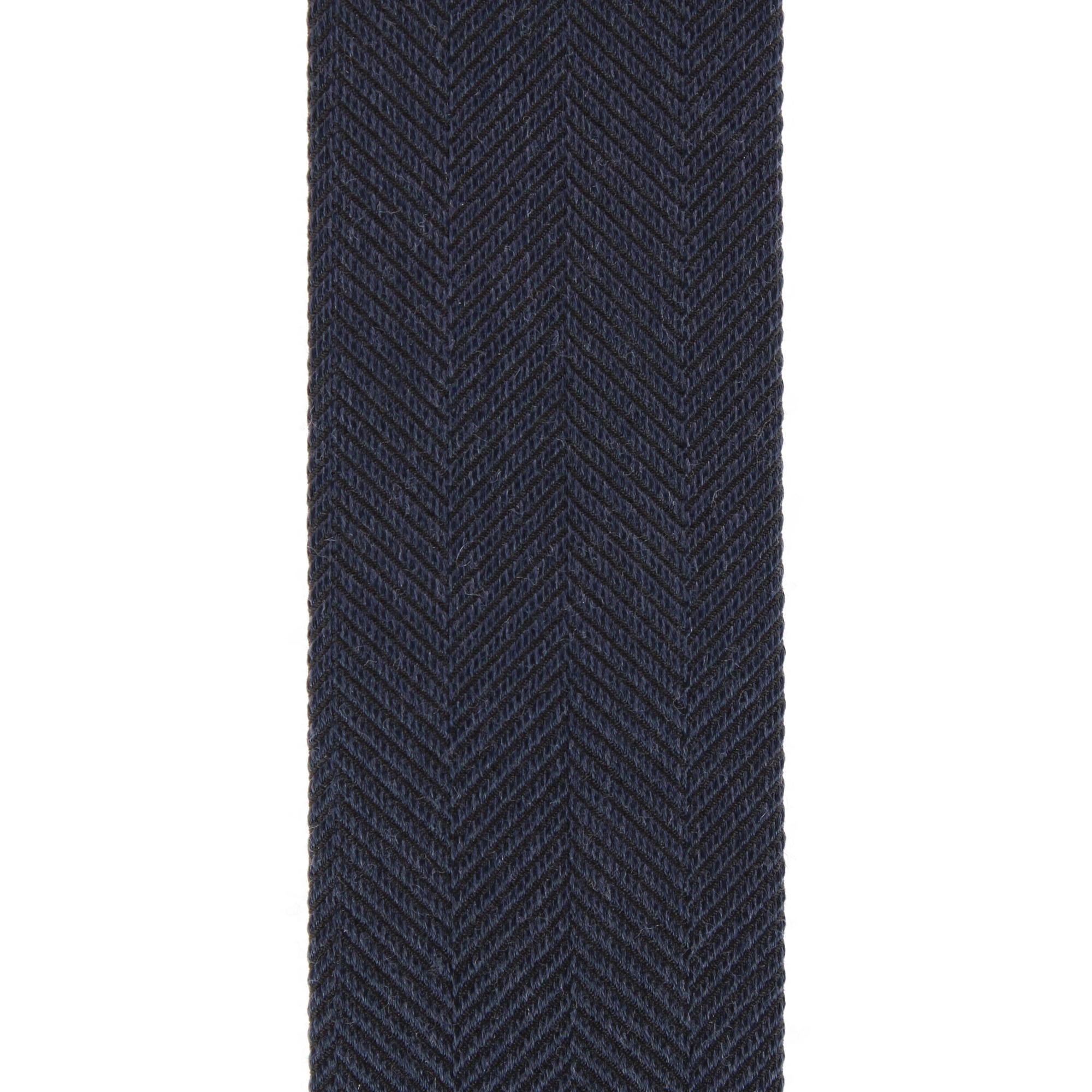 Classy Herringbone Wool Blend Business Button End Braces - Black