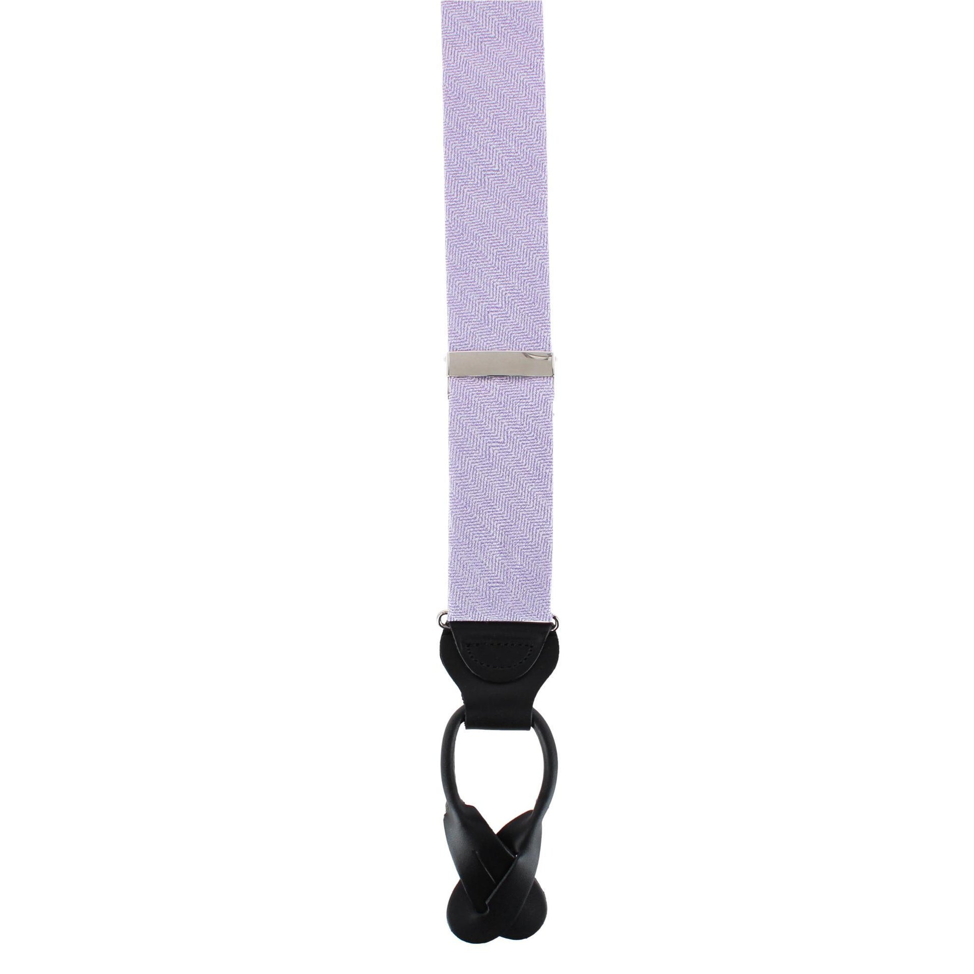 Classy Herringbone Wool Blend Business Button End Braces - Purple