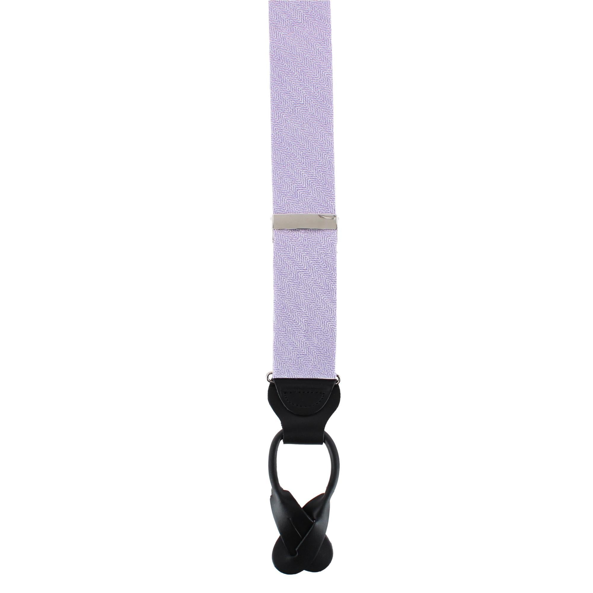Classy Herringbone Wool Blend Business Button End Braces - Purple