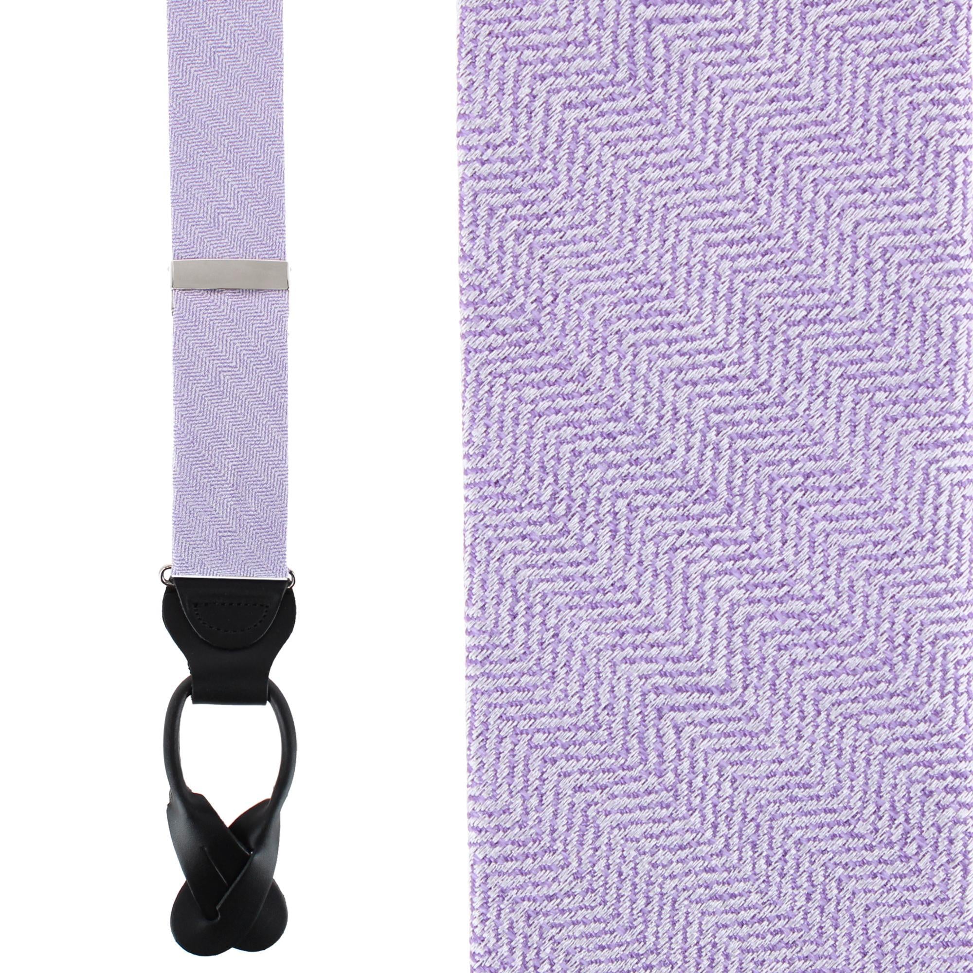 Classy Herringbone Wool Blend Business Button End Braces