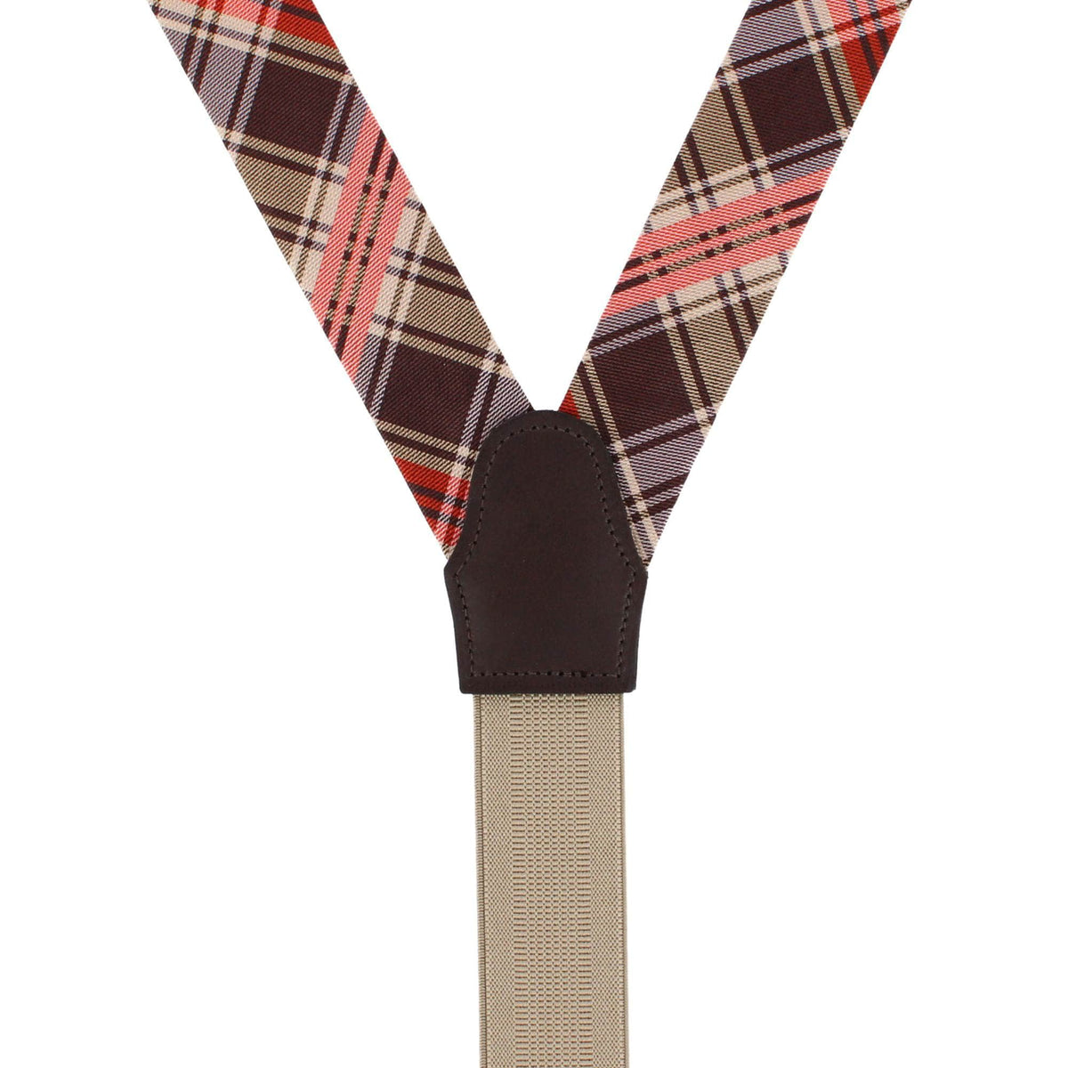 Fall Festival Plaid Wool Blend Button End Braces & Necktie Set - Multiple