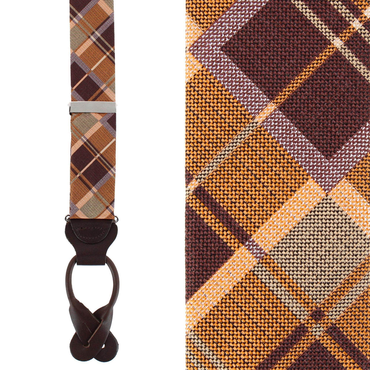 Golden Days Plaid Wool Blend Button End Braces