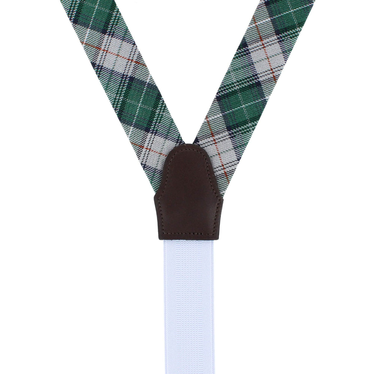 Gerald Green and Silver Plaid Wool Blend Button End Braces - Multiple