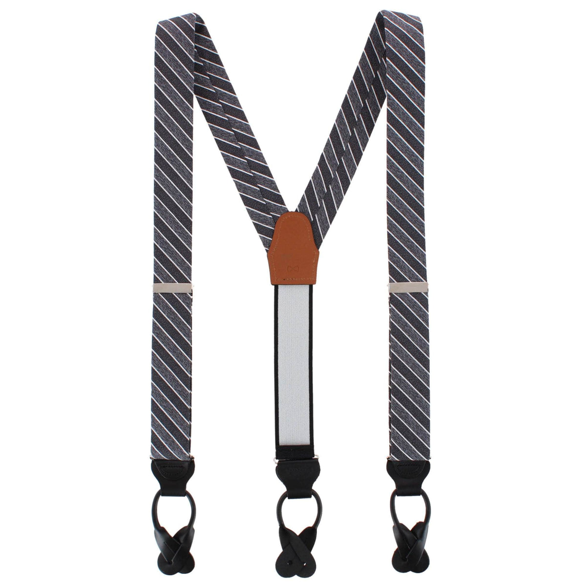 Dacari Diagonal Blocked Wool Blend Button End Braces - Black