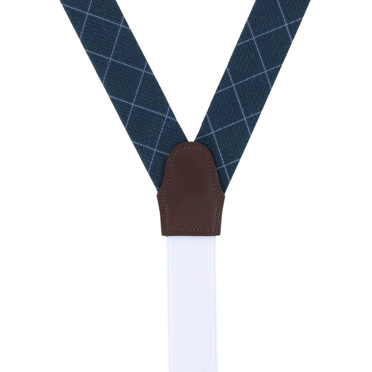 Zeke Diamond Patterned Business Wool Blend Button End Braces - Navy