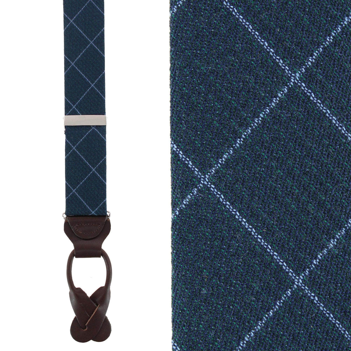 Zeke Diamond Patterned Business Wool Blend Button End Braces