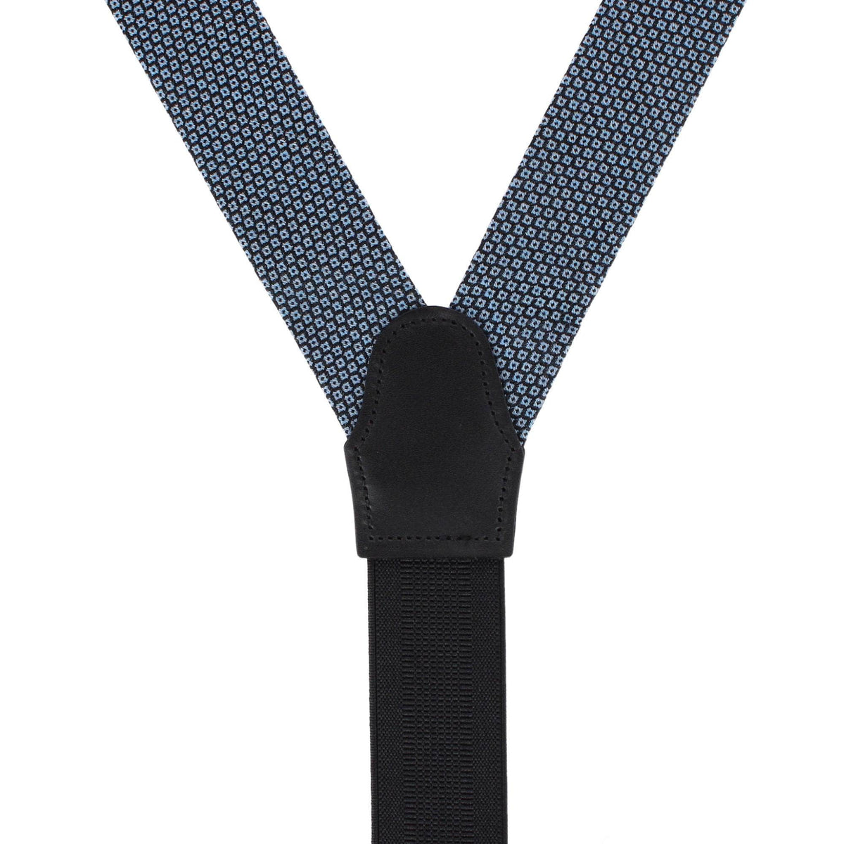 Nolan Neat Patterened Business Wool Blend Button End Braces - Navy