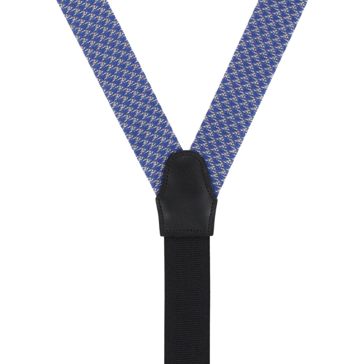 Nereus Diamond Neat Patterned Business Wool Blend Button End Braces - Blue