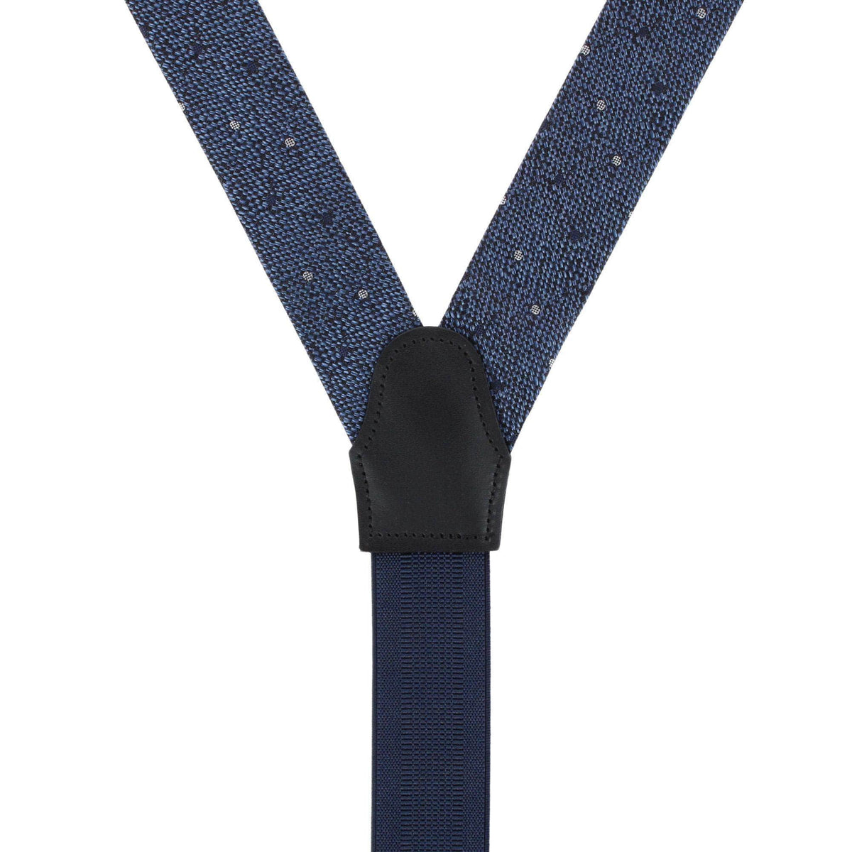 Percival Polka Dot Wool Blend Button End Braces - Navy