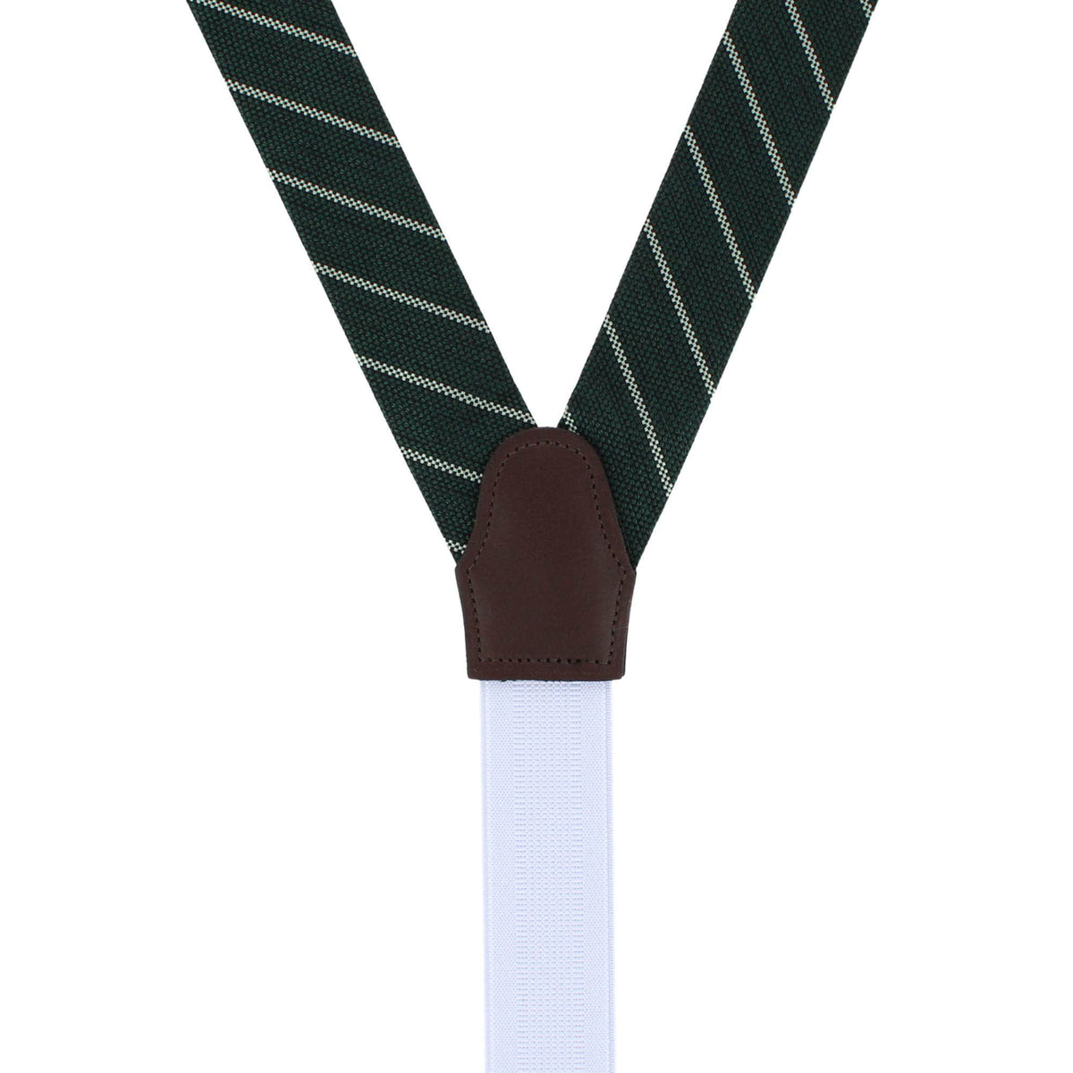 Cormac Block Striped Business Wool Blend Button End Braces & Necktie Set - Green Colorblock