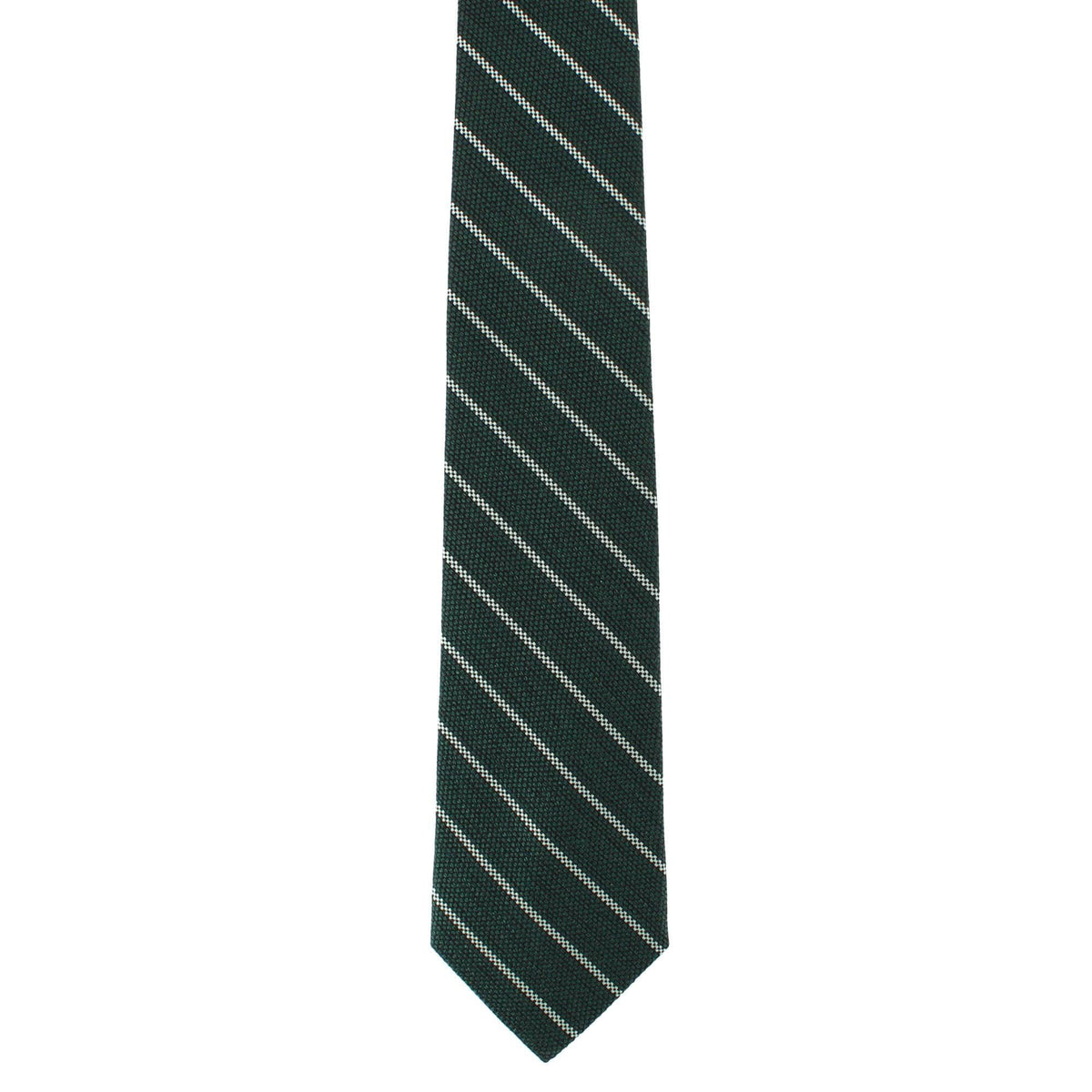 Cormac Block Striped Business Wool Blend Button End Braces & Necktie Set - Green Colorblock