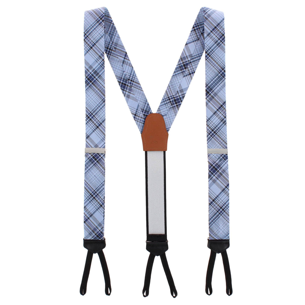 Leander Multi Striped Business Wool Blend Formal End Braces - Light Blue