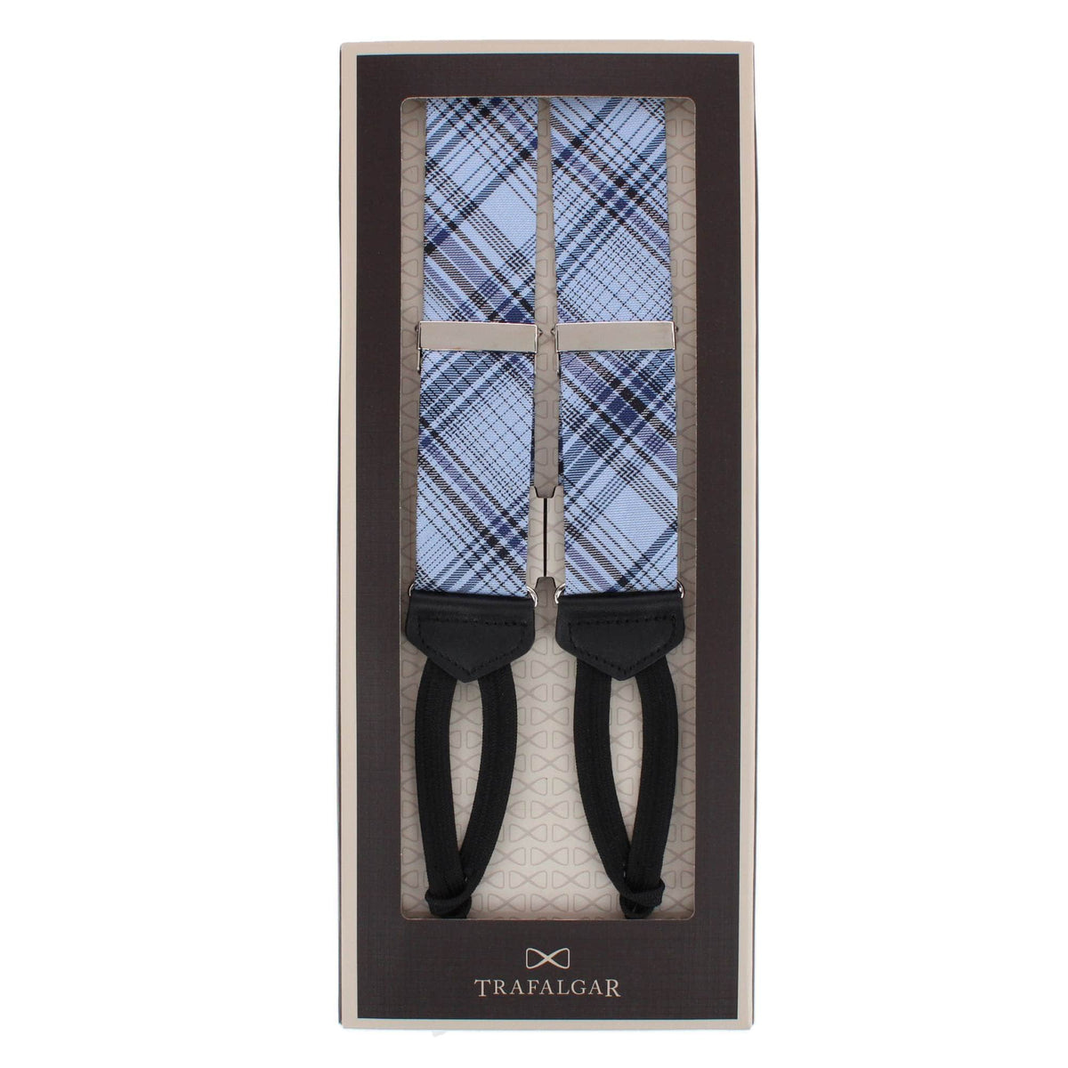 Leander Multi Striped Business Wool Blend Formal End Braces - Light Blue