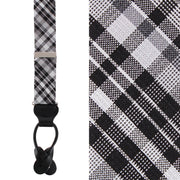 Zeno Black & White Patterned Wool Blend Button End Braces