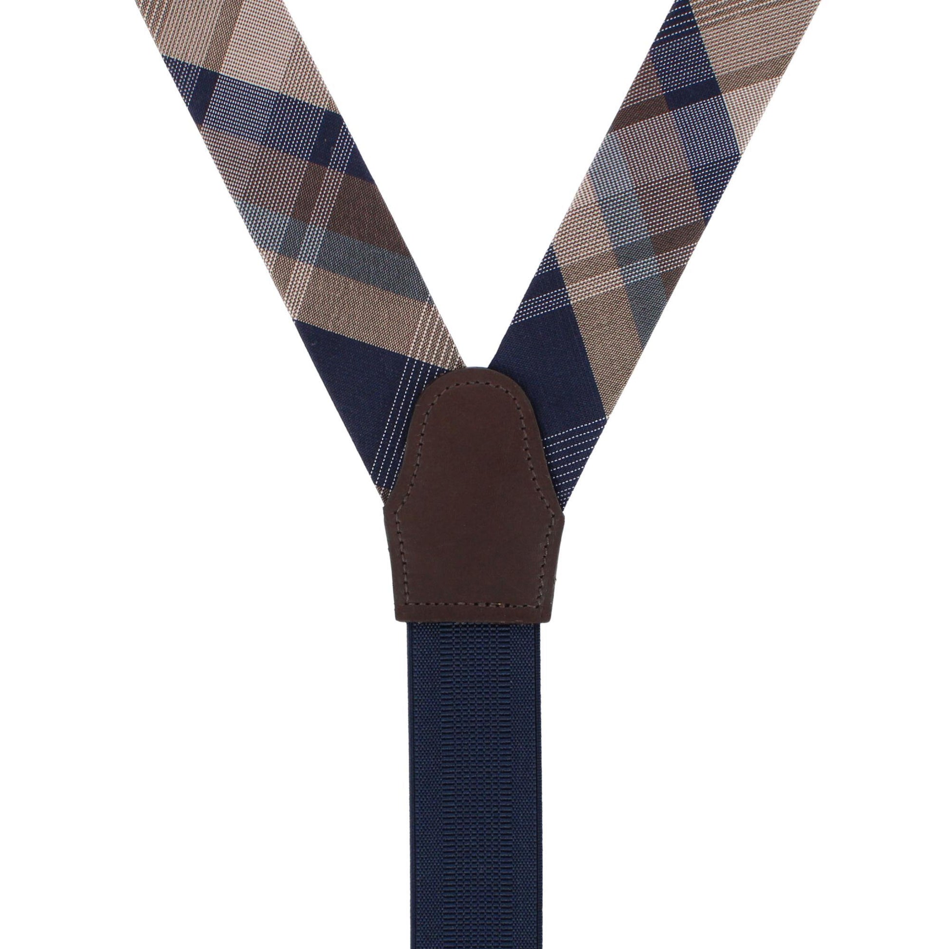 Rolando Stately Plaid Wool Blend Business Button End Braces - Multiple
