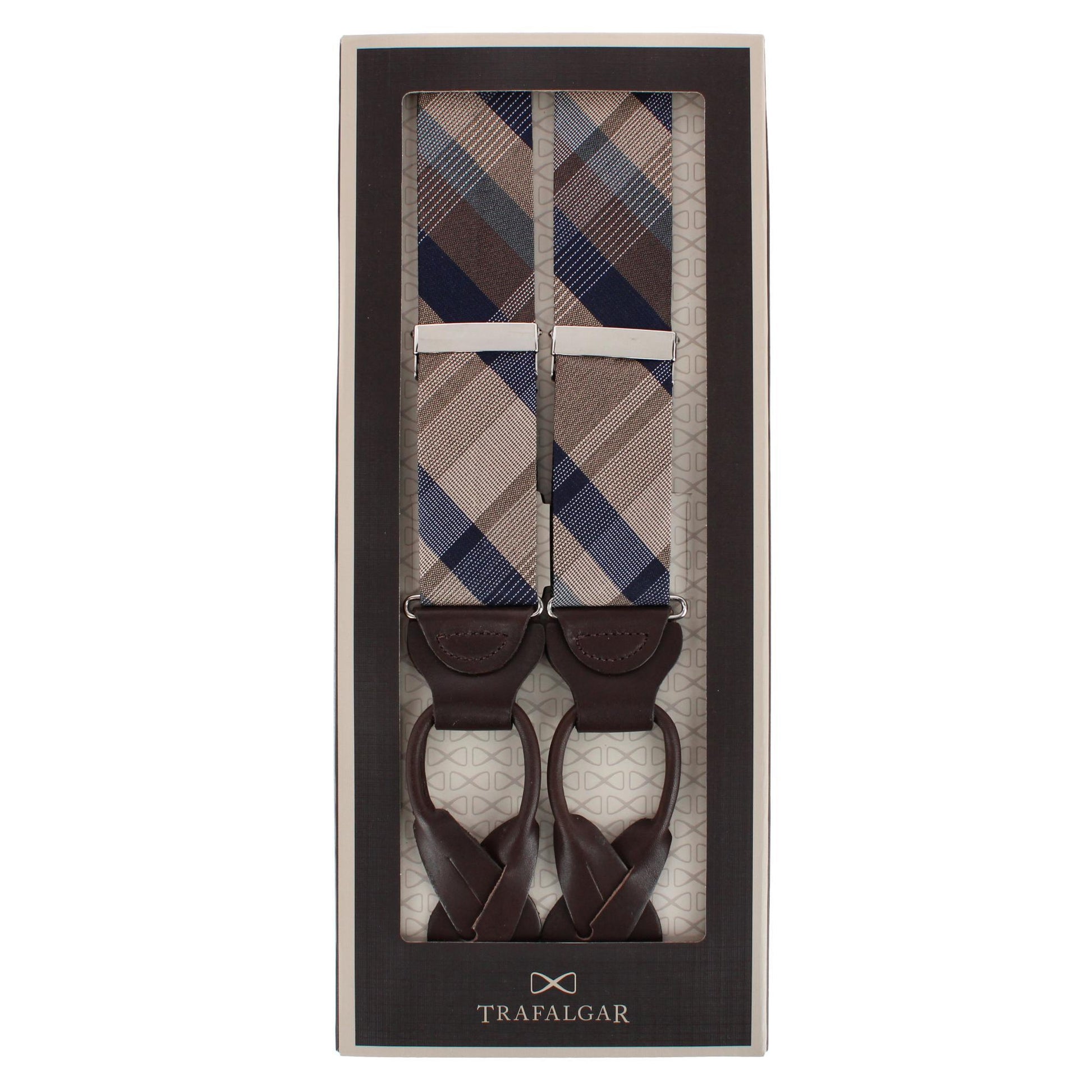 Rolando Stately Plaid Wool Blend Business Button End Braces - Multiple