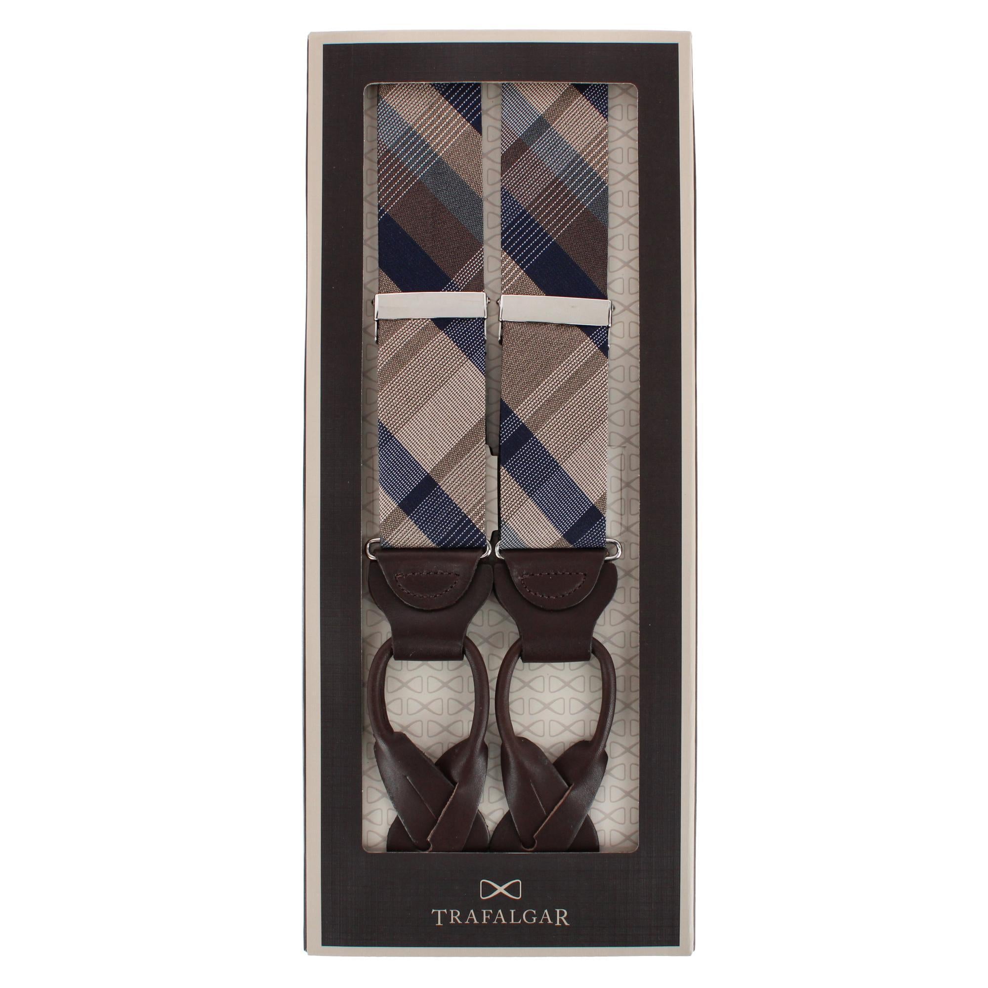 Rolando Stately Plaid Wool Blend Business Button End Braces - Multiple