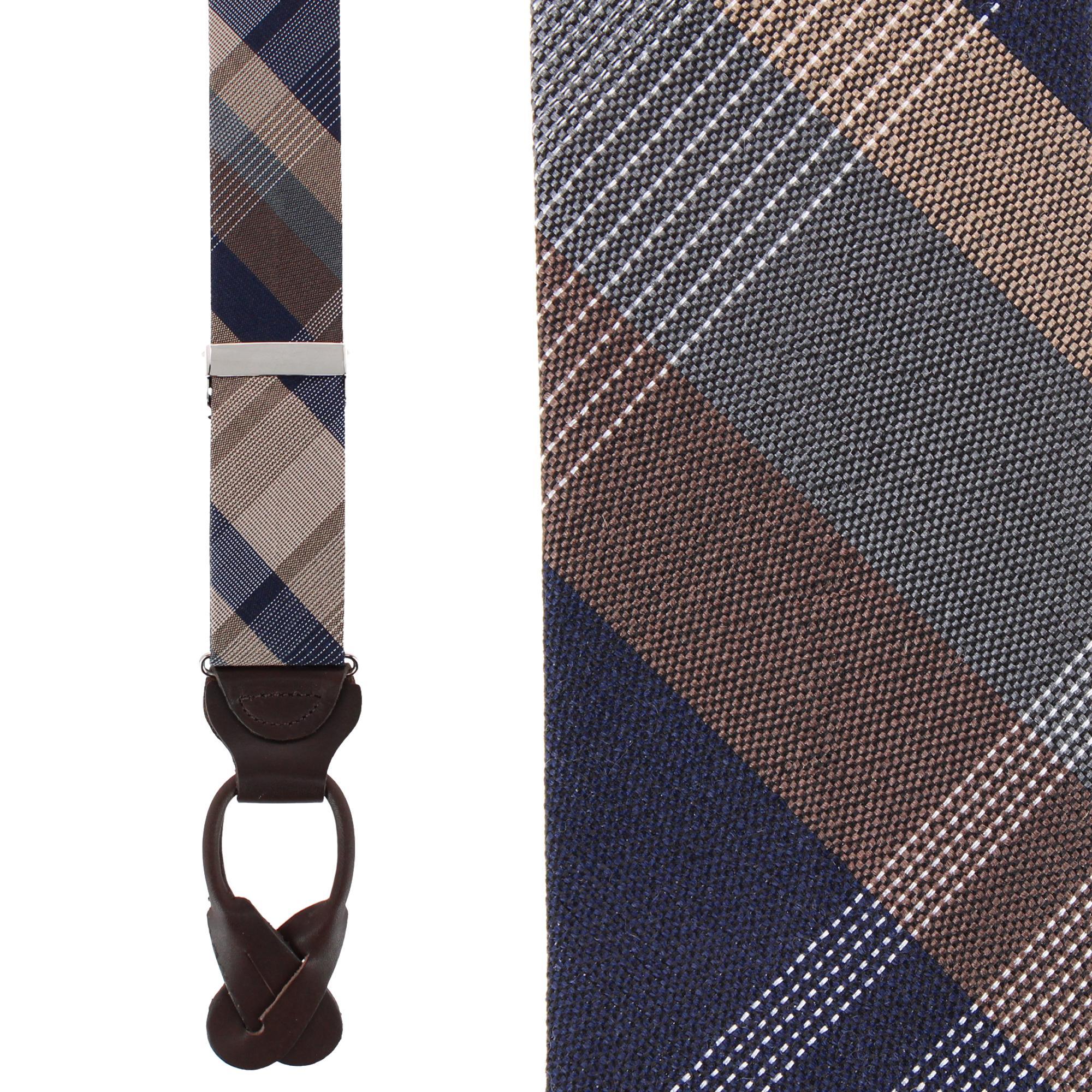 Rolando Stately Plaid Wool Blend Business Button End Braces