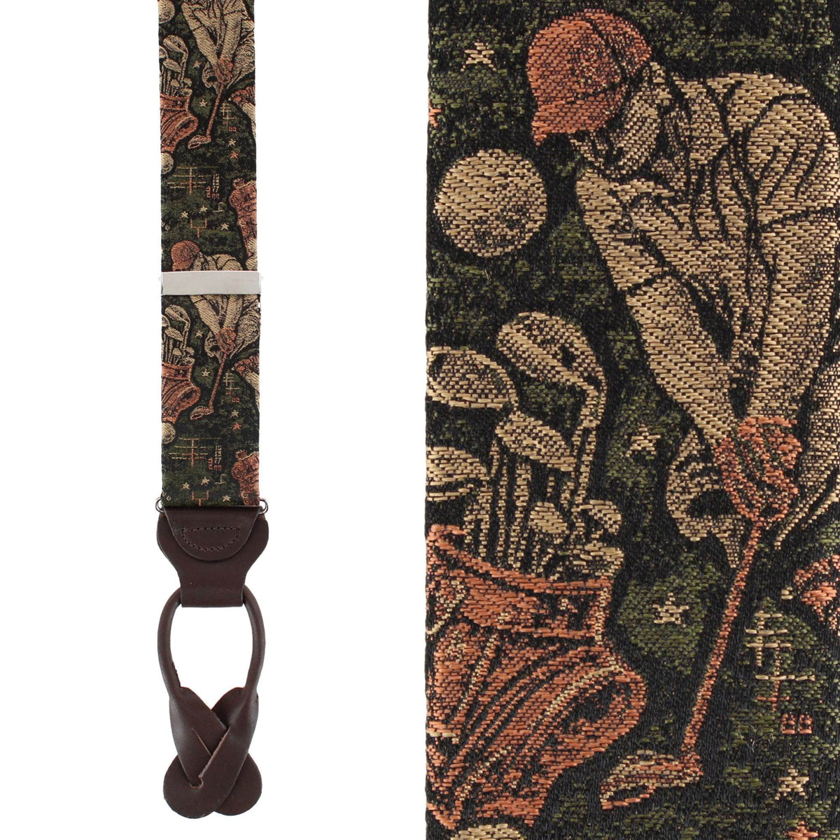 It's a Birdie Golf Silk Novelty Button End Braces - Green