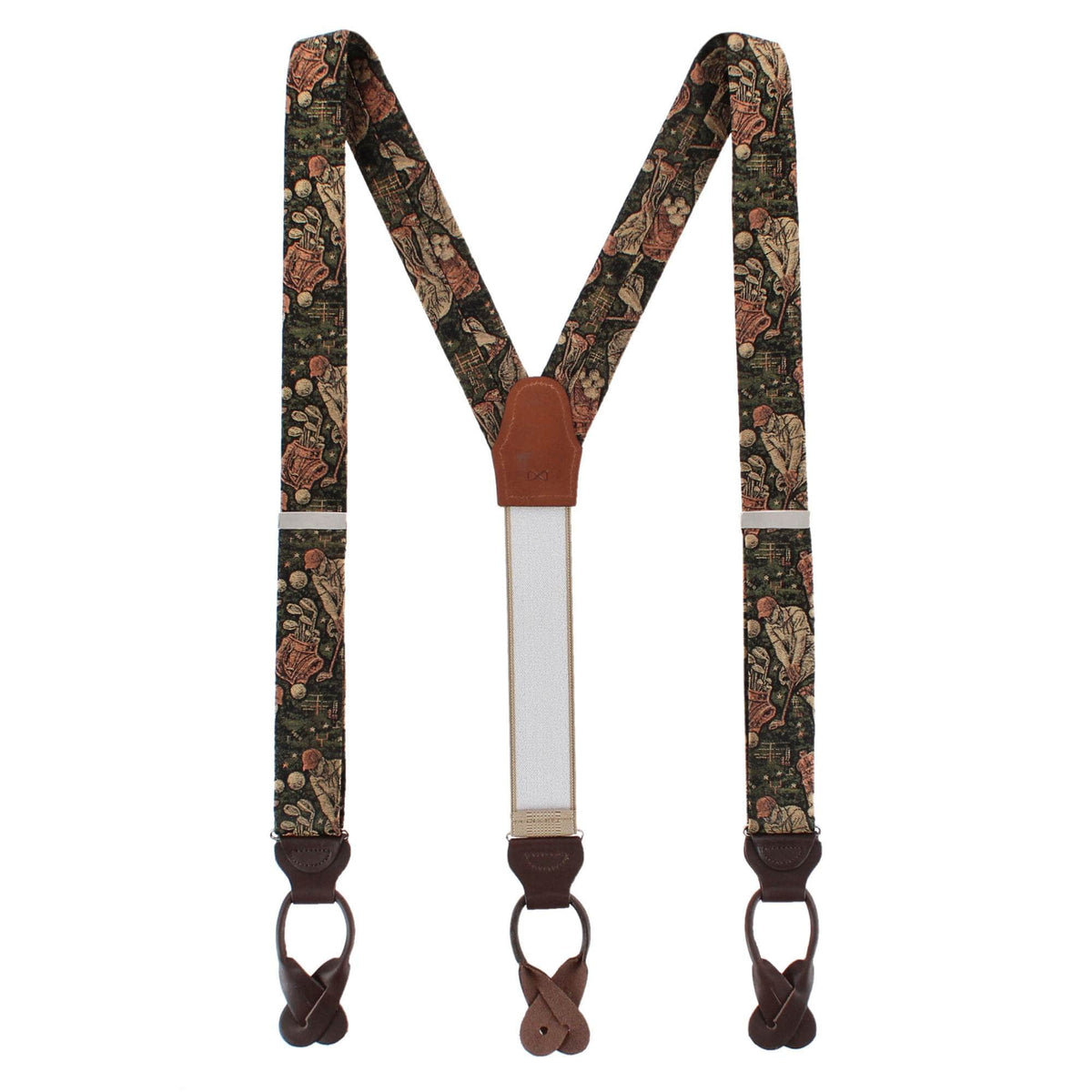 It's a Birdie Golf Silk Novelty Button End Braces - Green
