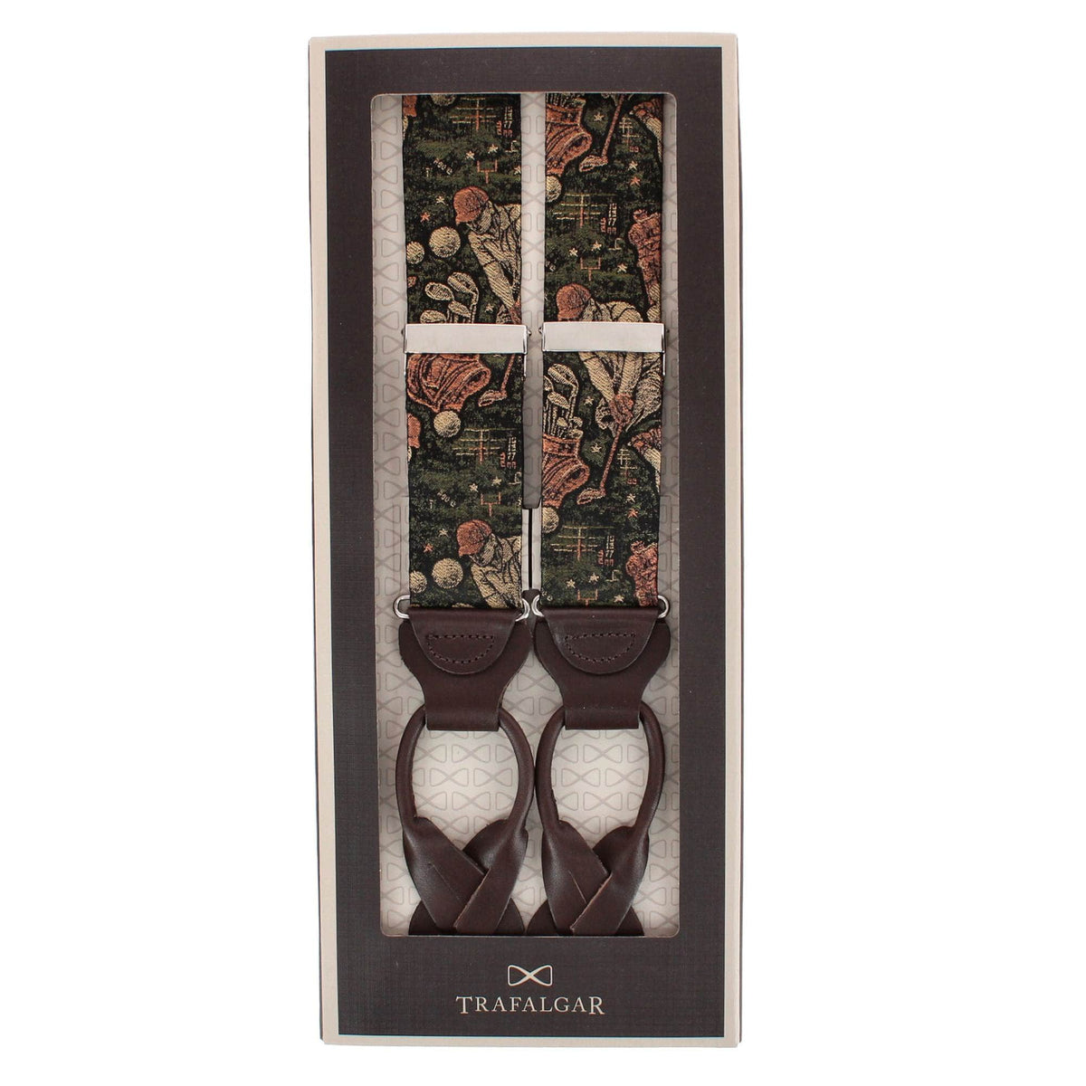 It's a Birdie Golf Silk Novelty Button End Braces - Green