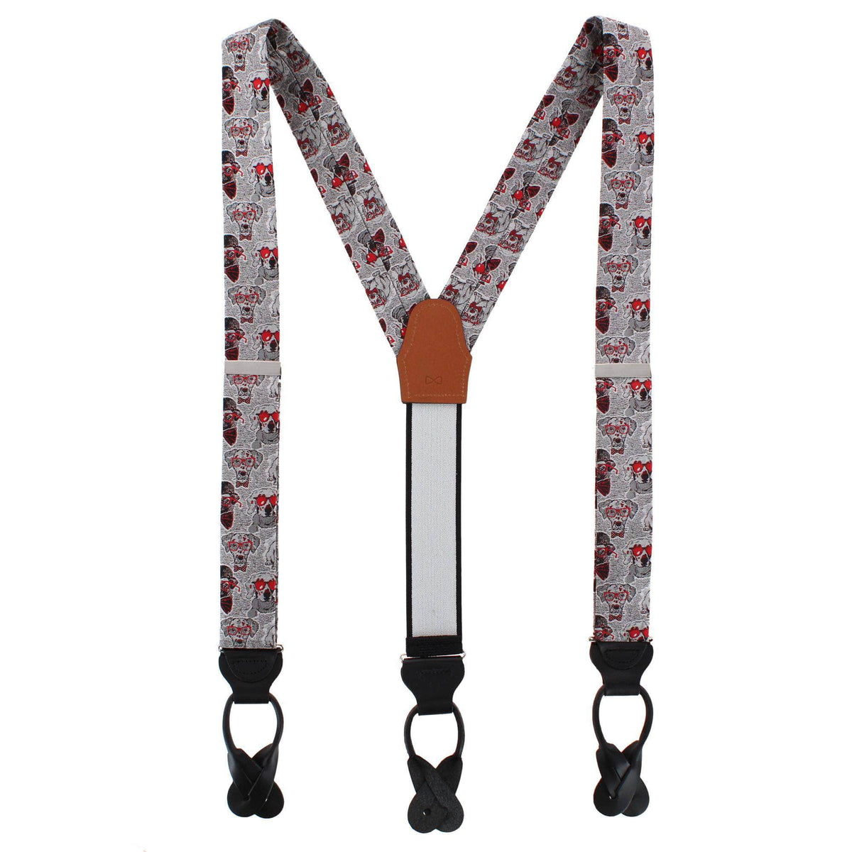 Too Cool For Obiedience School Puppy Silk Button End Braces - White