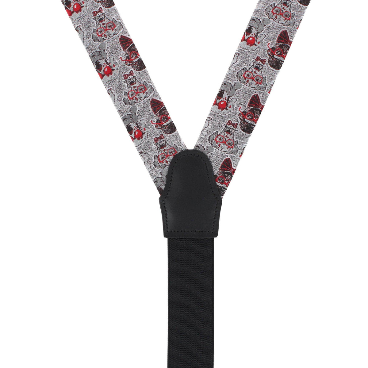 Too Cool For Obiedience School Puppy Silk Button End Braces - White