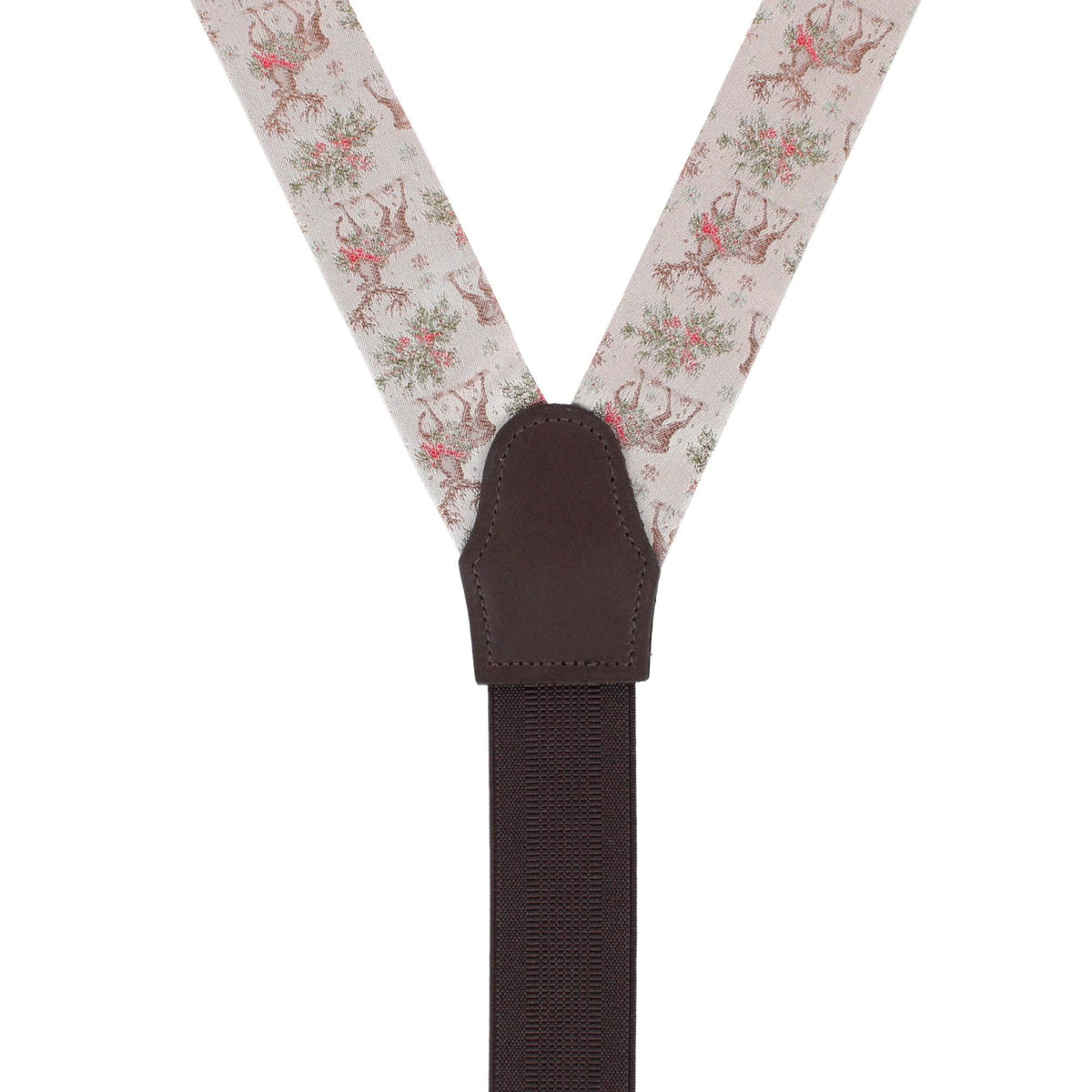 Graceful Reindeer Holiday Silk Novelty Button End Braces