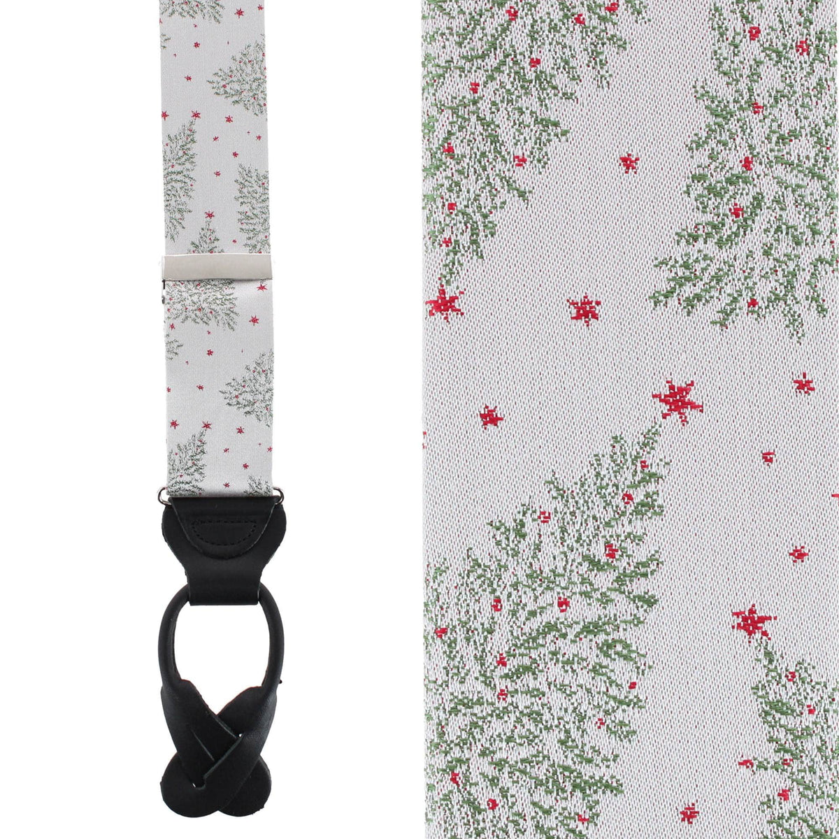 Sterling Modern Christmas Tree Novelty Silk Holiday Button End Braces