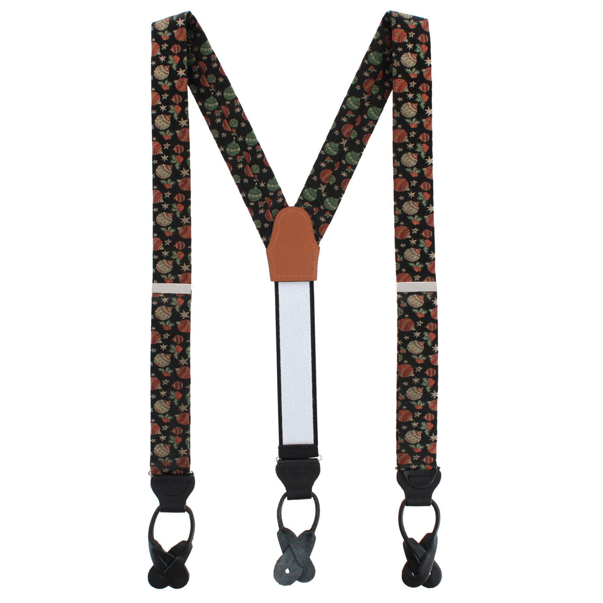 Melchior Christmas Ornament Novelty Silk Holiday Button End Braces - Black
