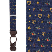Dapper Christmas Neat Patterned Silk Novelty Button End Braces