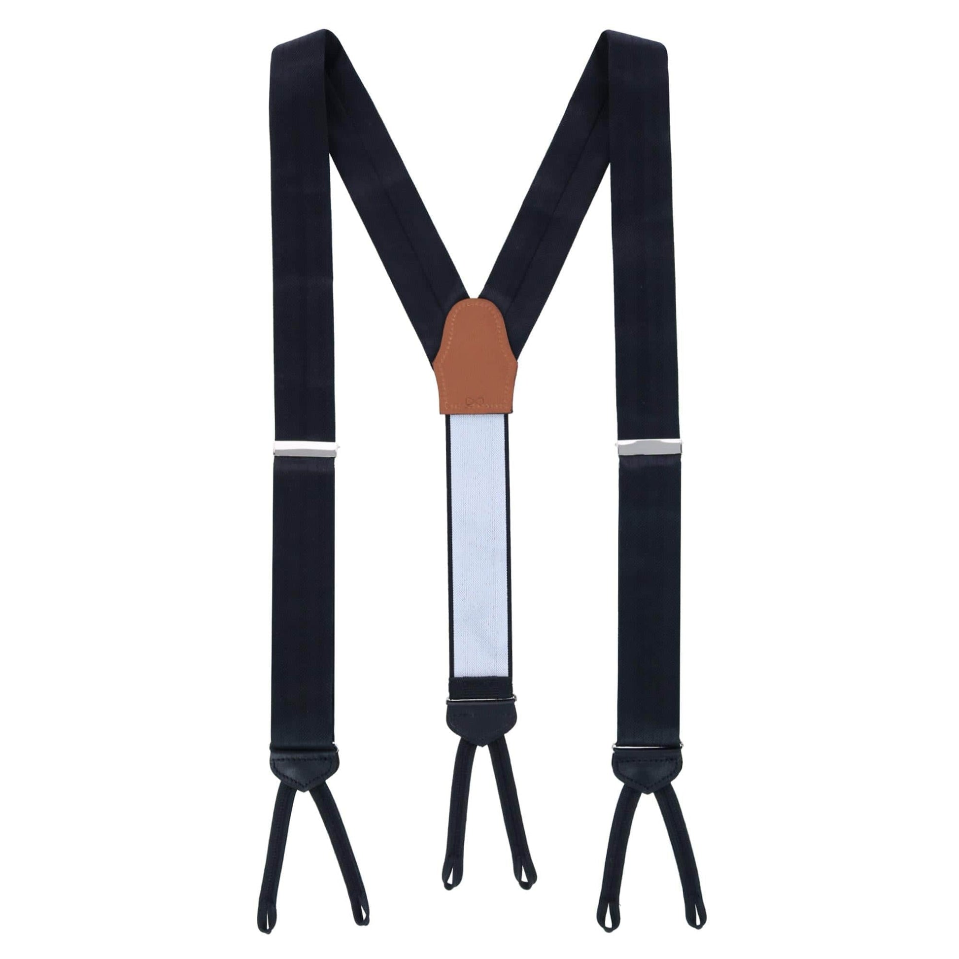 Classic Herringbone Formal End Silk Braces - Black