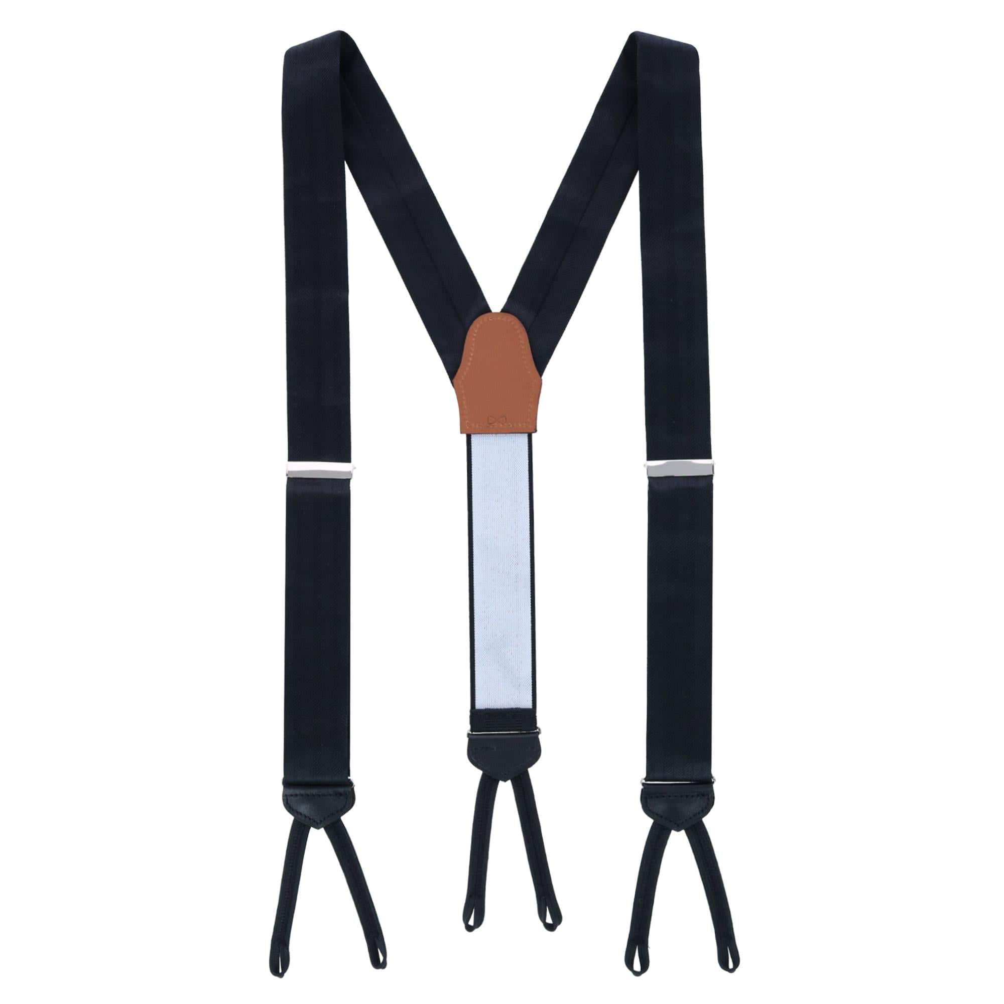 Classic Herringbone Formal End Silk Braces - Black