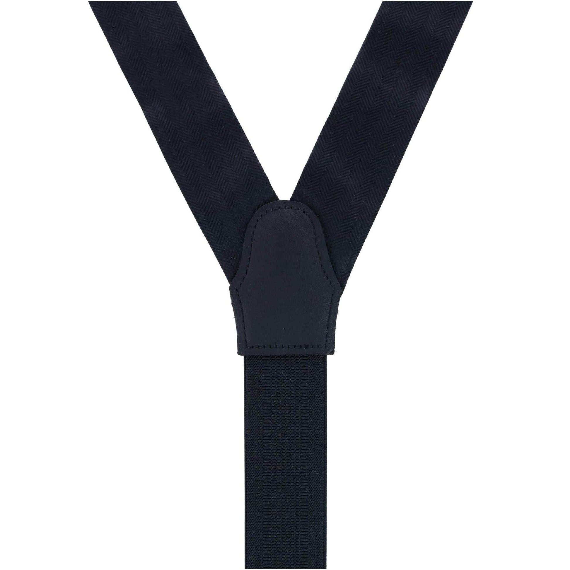 Classic Herringbone Formal End Silk Braces - Black