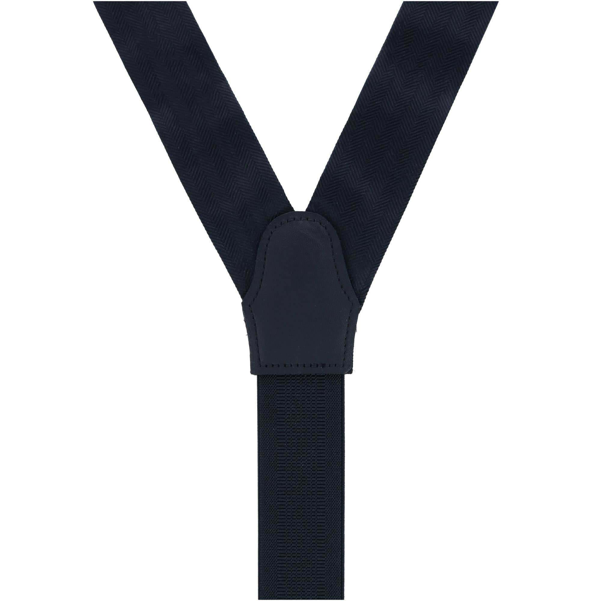 Classic Herringbone Formal End Silk Braces - Black