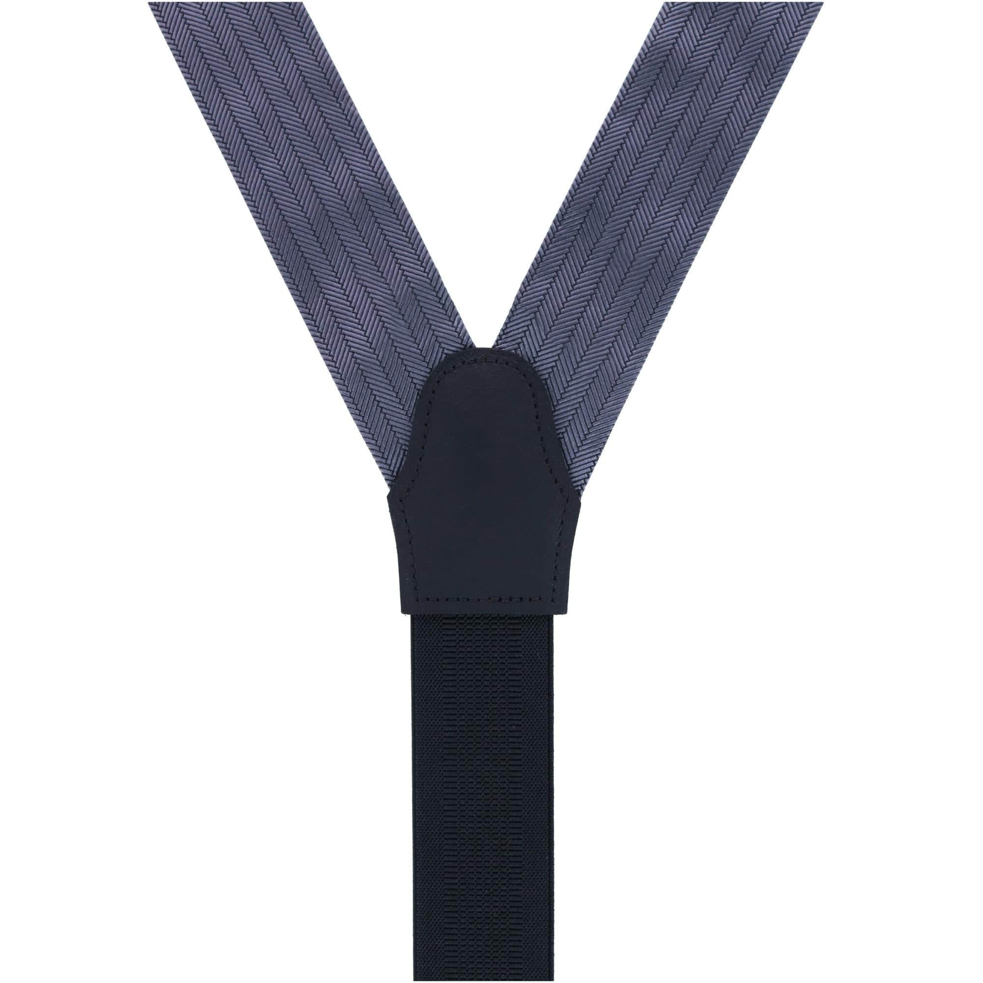Classic Herringbone Formal End Silk Braces - Pewter
